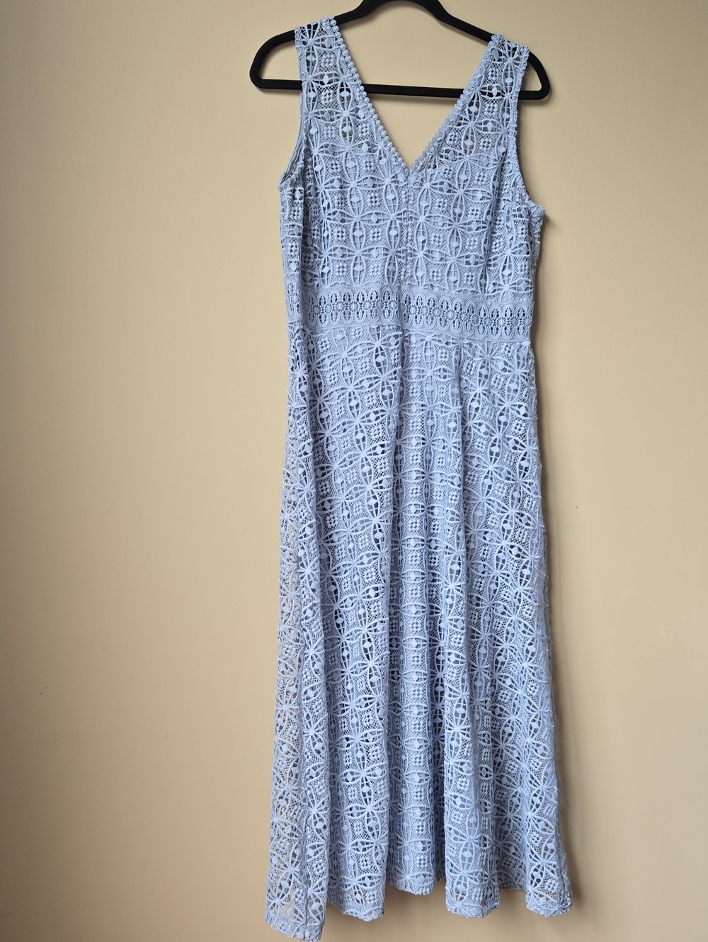 H&M Light Blue Crochet Lace V-Neck Maxi Dress